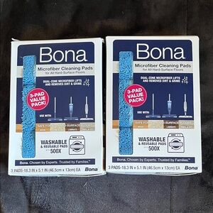 NIB Bona 2 Packs of 3 Microfiber Cleaning Pads.